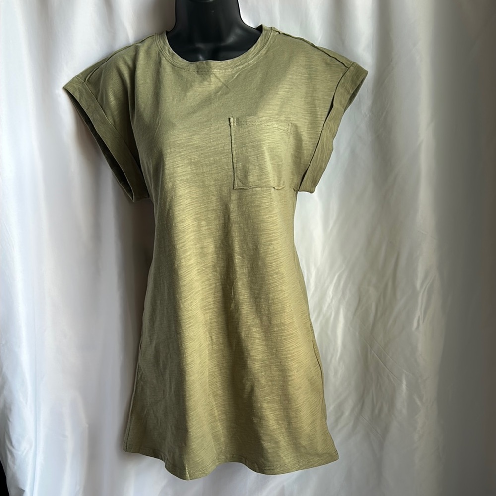 Very J Olive Green Mini Dress with Pocket